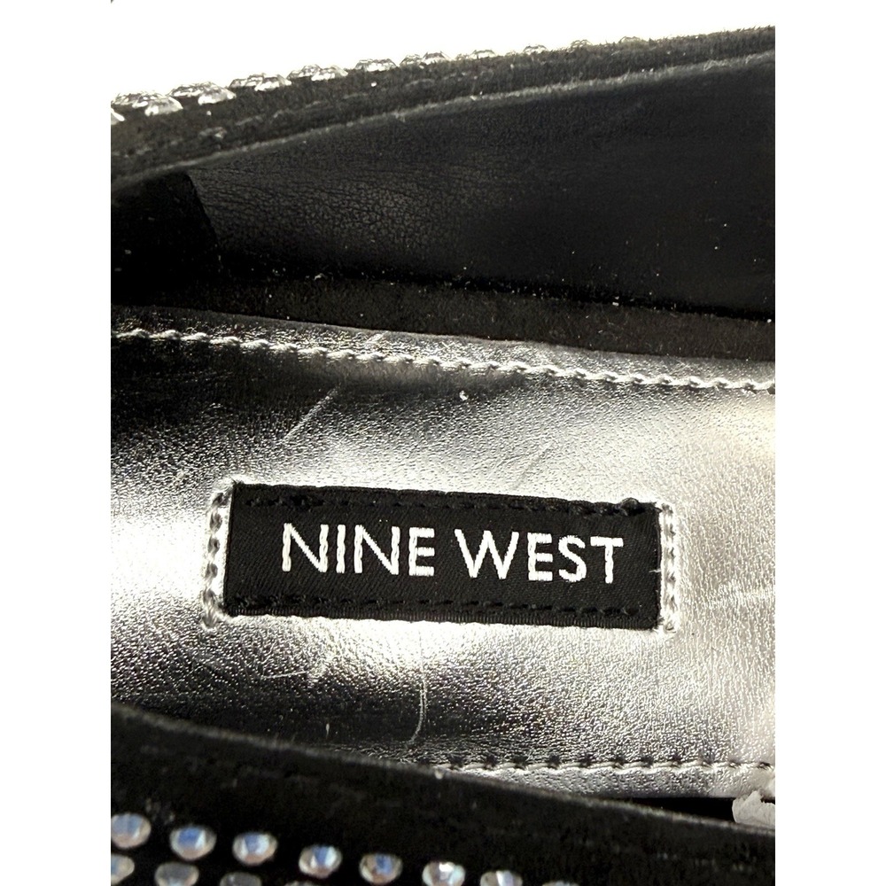 Nine West Women's 7M Black Rhinestone Lilma Horsebit Loafers SlipOn Dress Flat - Picture 13 of 13